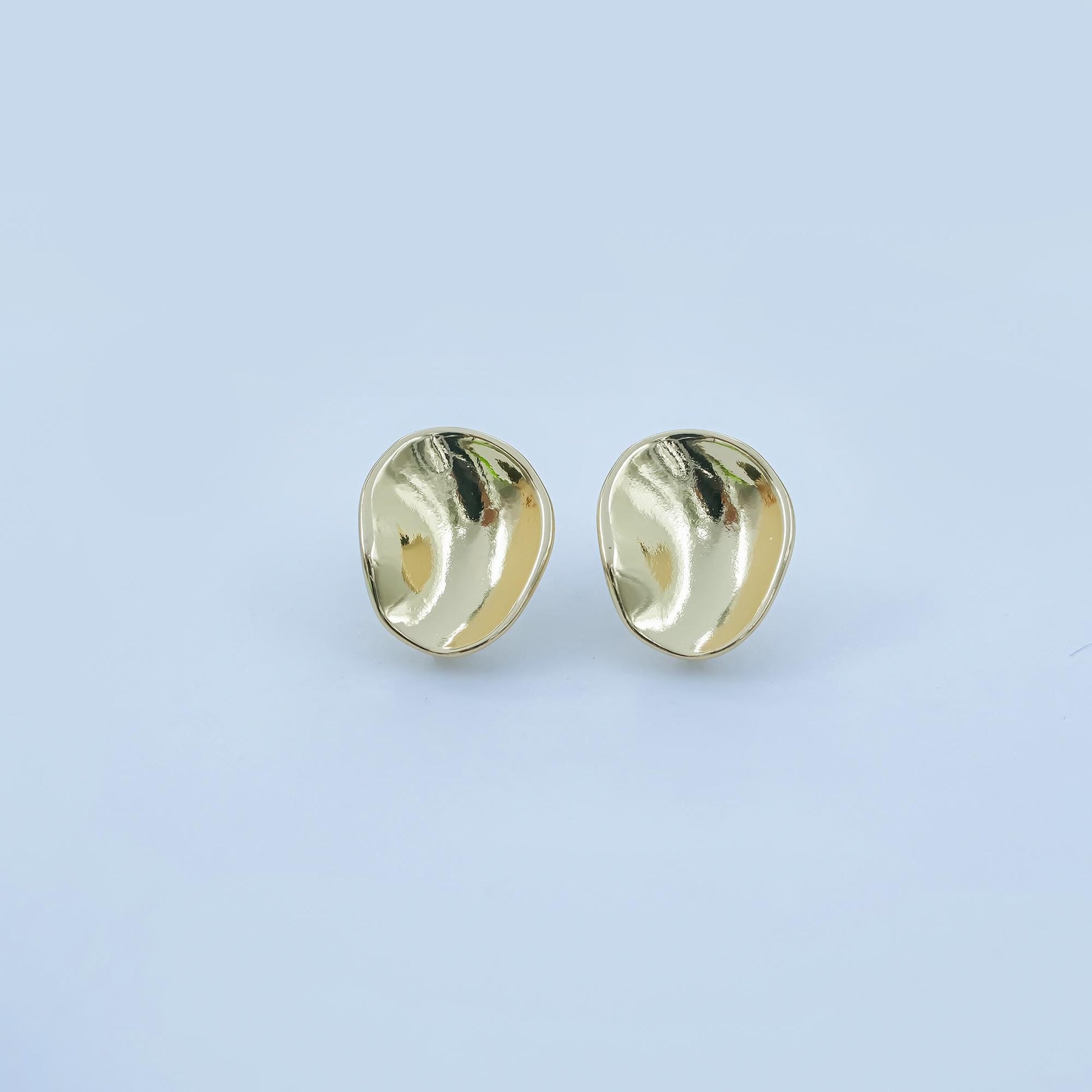 24K Gold Filled Abstract Oval Earring Posts – Textured Dome Studs for DIY Jewelry Making, 20.5x17mm, 1mm Hole Z-1128