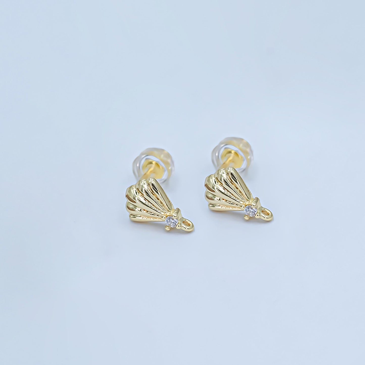 24K Gold Filled Clam Shell Earring Posts Beach Summer Inspired for DIY Jewelry Making Supply Z-1131