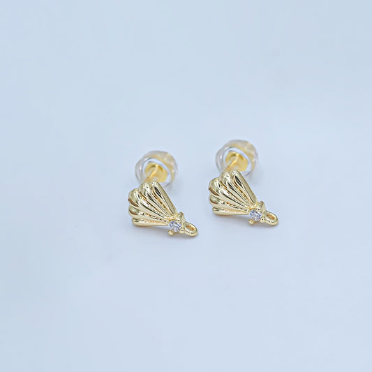 24K Gold Filled Clam Shell Earring Posts Beach Summer Inspired for DIY Jewelry Making Supply Z-1131