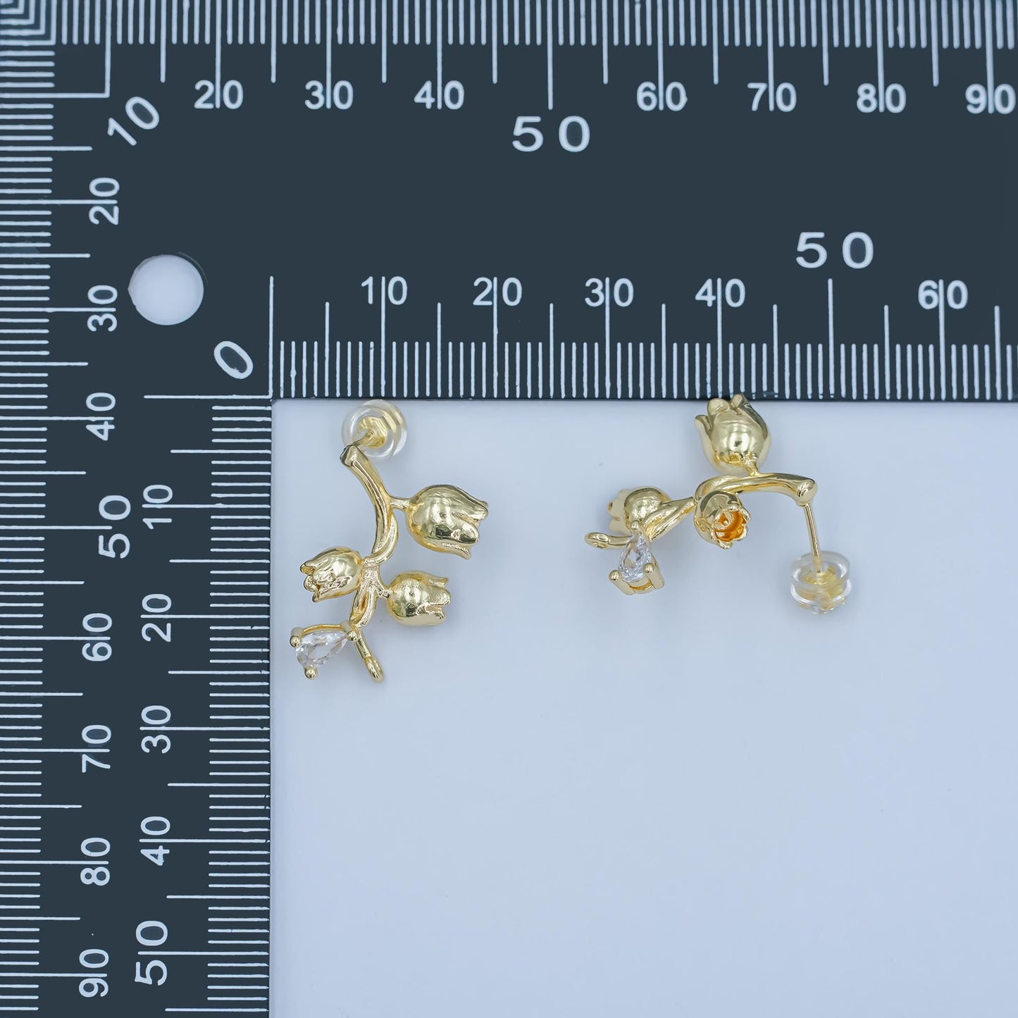 24K Gold Filled Flower Earring Posts Floral Rose Bud Inspired for DIY Jewelry Making Supply Z-1132