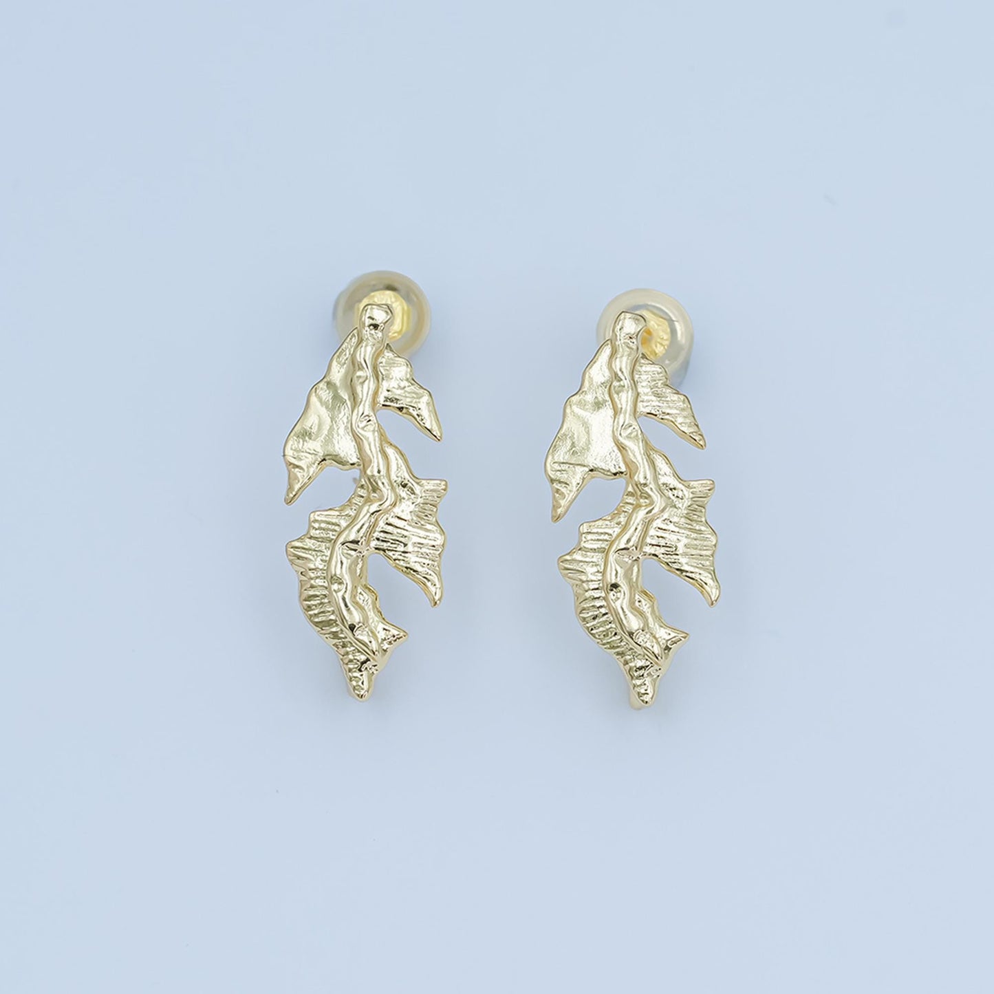 24K Gold Filled Coral Earring Posts Kelp Beach Summer Inspired for DIY Jewelry Making Supply Z-1135