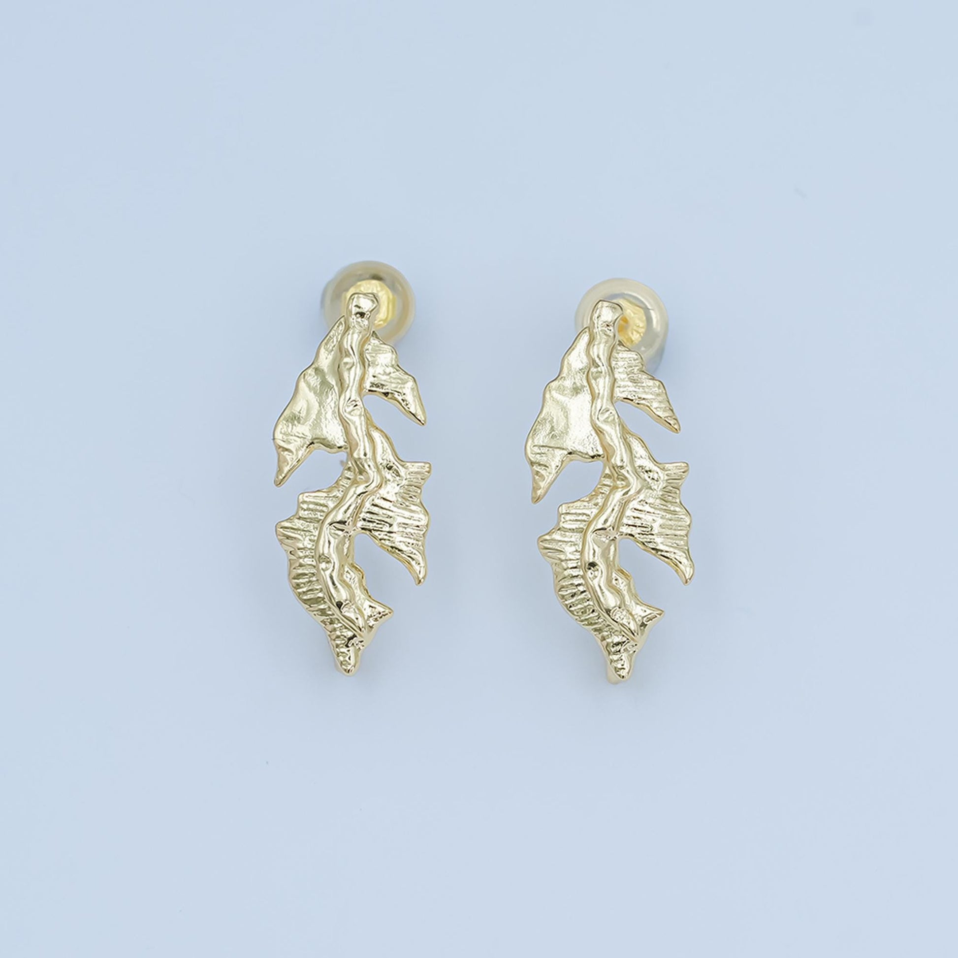 24K Gold Filled Coral Earring Posts Kelp Beach Summer Inspired for DIY Jewelry Making Supply Z-1135