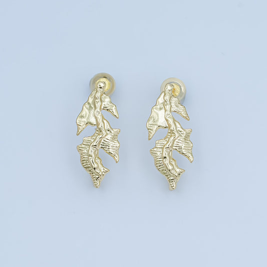 24K Gold Filled Coral Earring Posts Kelp Beach Summer Inspired for DIY Jewelry Making Supply Z-1135