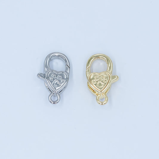 Mini 24k gold filled Dog Paw lobster clasps for bracelet Anklet necklace jewelry supply in gold silver Z-1140