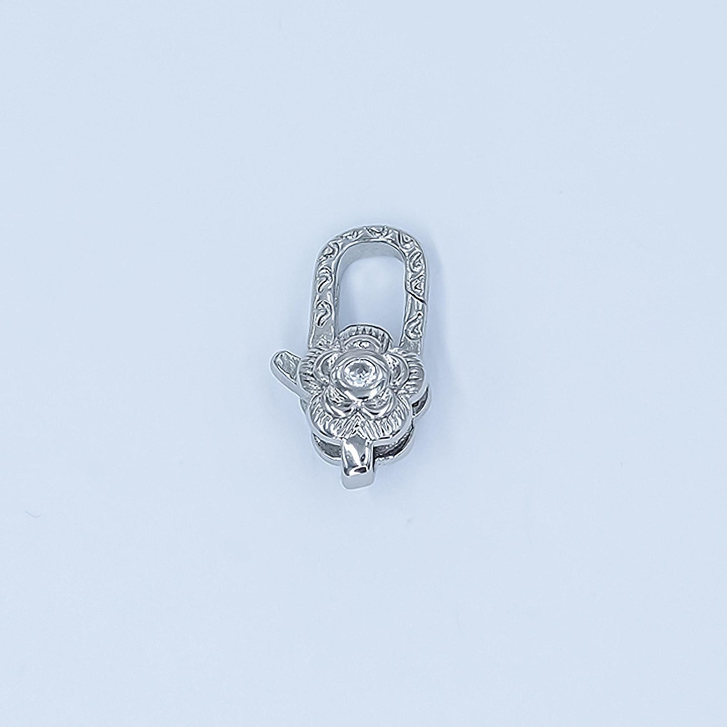 Mini 24k gold filled artisan Flower lobster clasps with clear cz for bracelet necklace jewelry supply in gold silver Z-1141