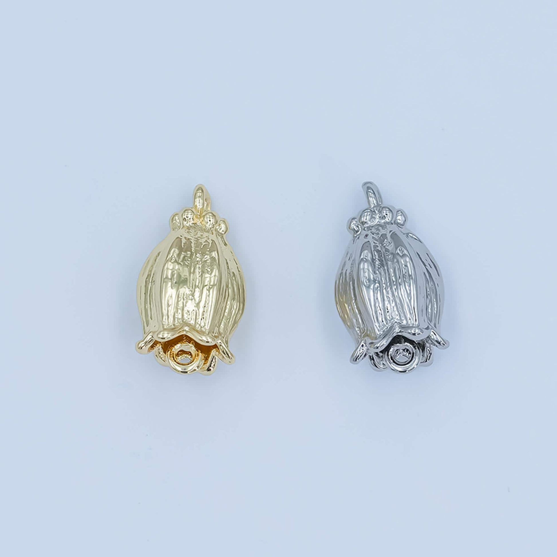 Tiny Gold Flower Bud Charm Connector for Bracelet Necklace Flower Rose Jewelry Finding | Y-012