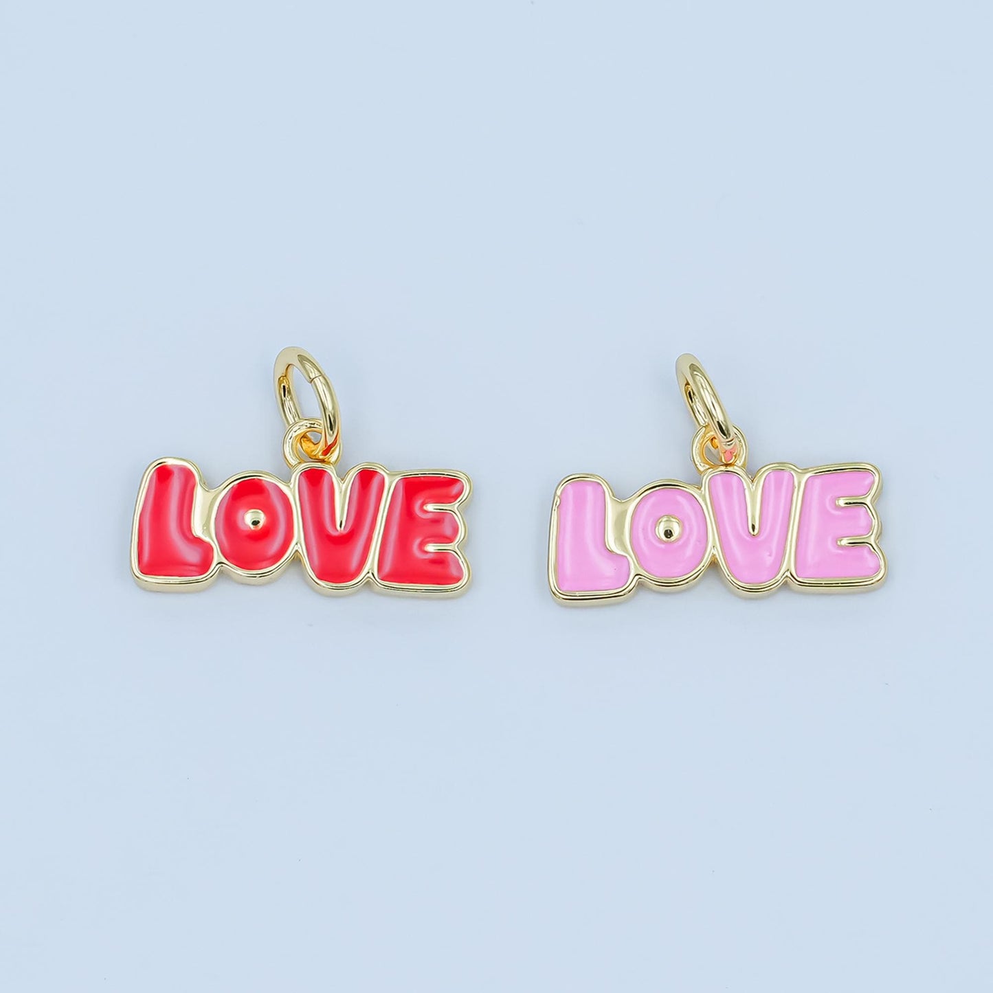 Dainty red pink Love charm enamel Words charm bracelet necklace pendant earring component supply N-087