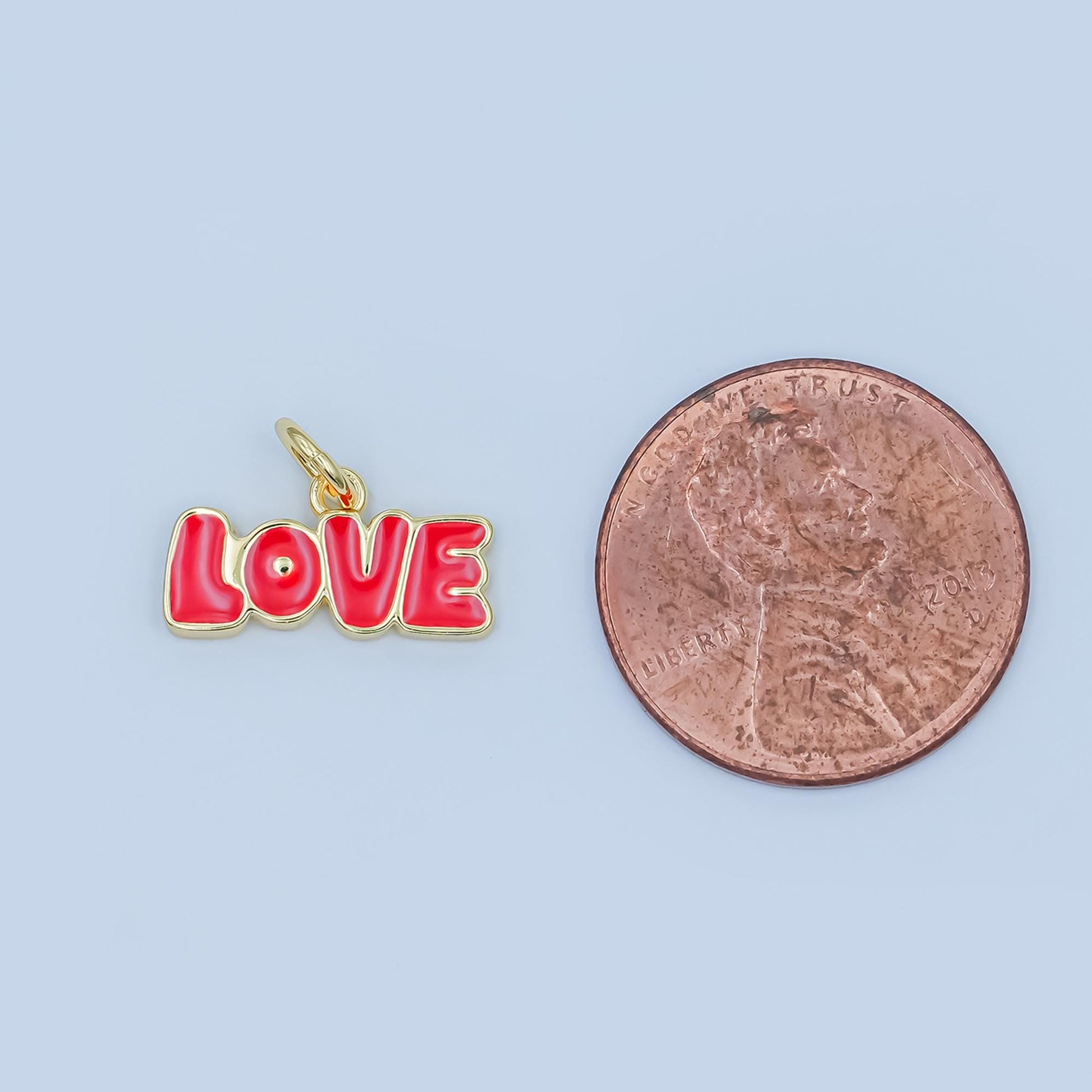 Dainty red pink Love charm enamel Words charm bracelet necklace pendant earring component supply N-087