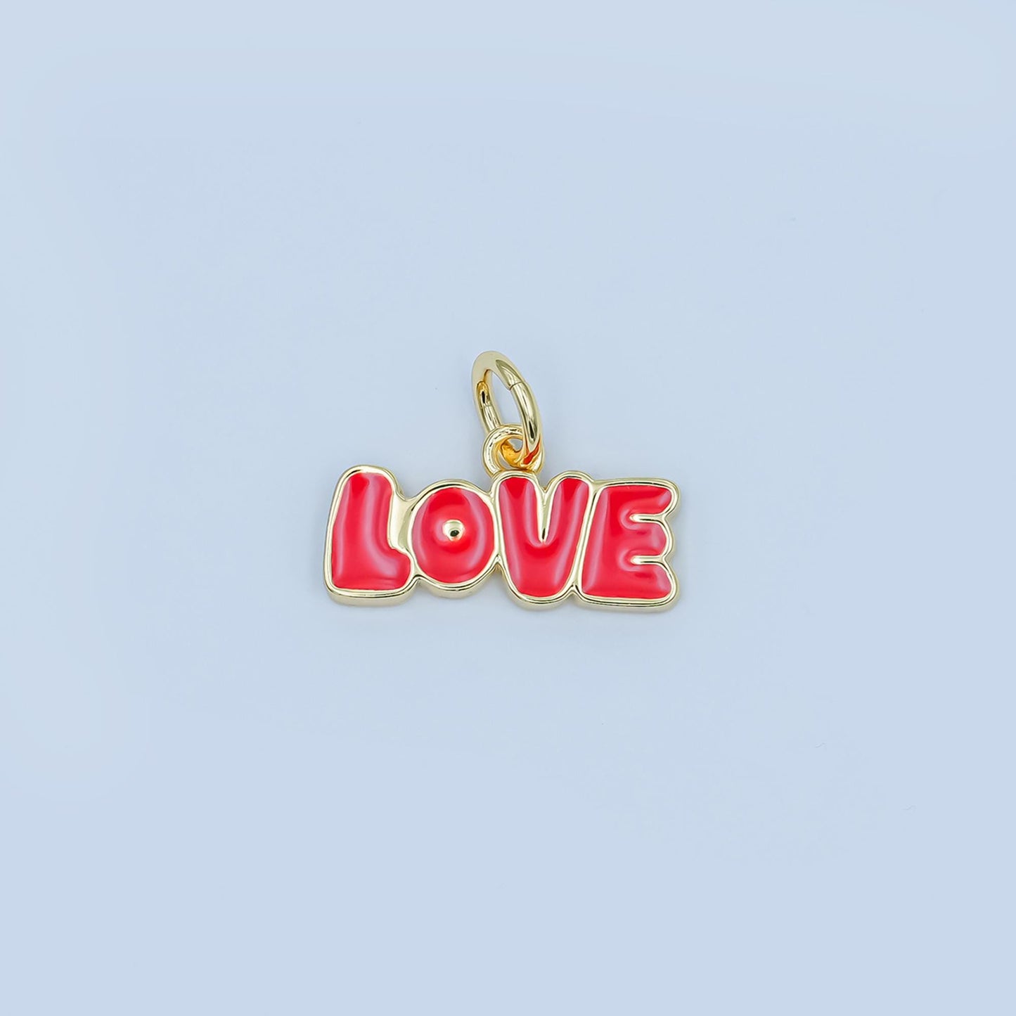 Dainty red pink Love charm enamel Words charm bracelet necklace pendant earring component supply N-087