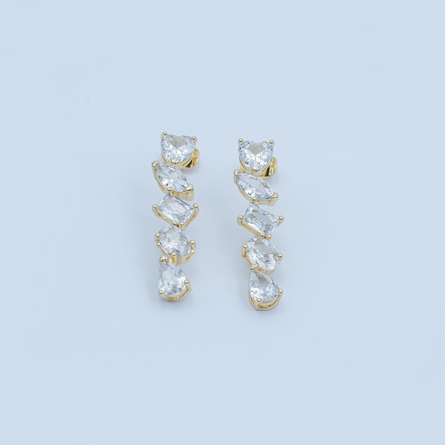 1 pair Mix Shaper CZ Clear stud with Closed link gold filled earring Post for minimalist earring making post, jewelry making supply AD1208