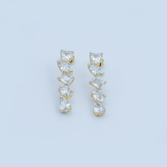 1 pair Mix Shaper CZ Clear stud with Closed link gold filled earring Post for minimalist earring making post, jewelry making supply AD1208
