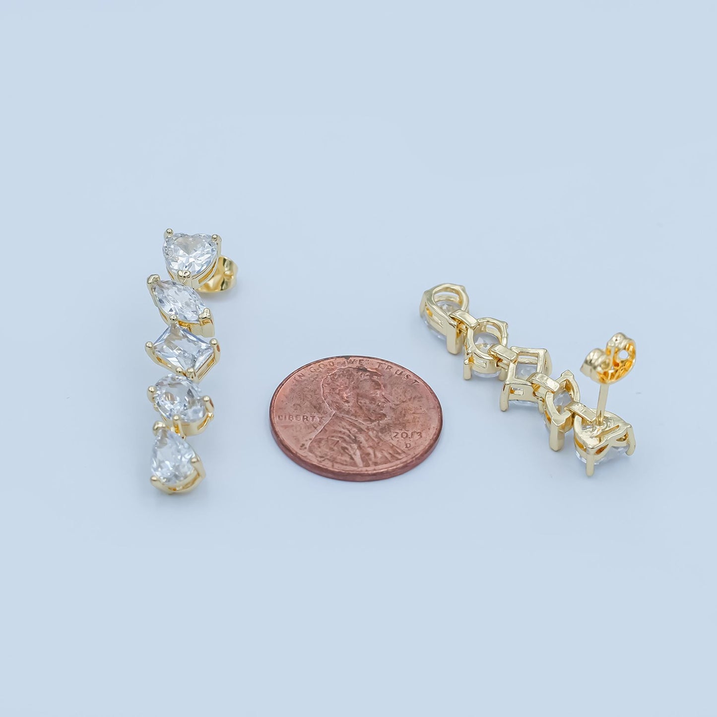 1 pair Mix Shaper CZ Clear stud with Closed link gold filled earring Post for minimalist earring making post, jewelry making supply AD1208