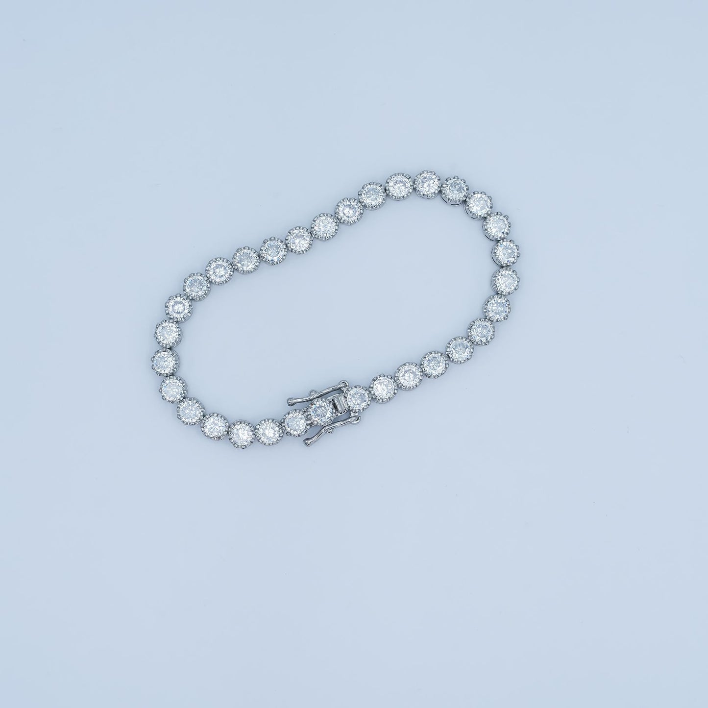 24K Gold Filled Round Tennis Chain Bracelet Clear Crystal Zirconia CZ Tennis Chain 6.88 inch WA-3053