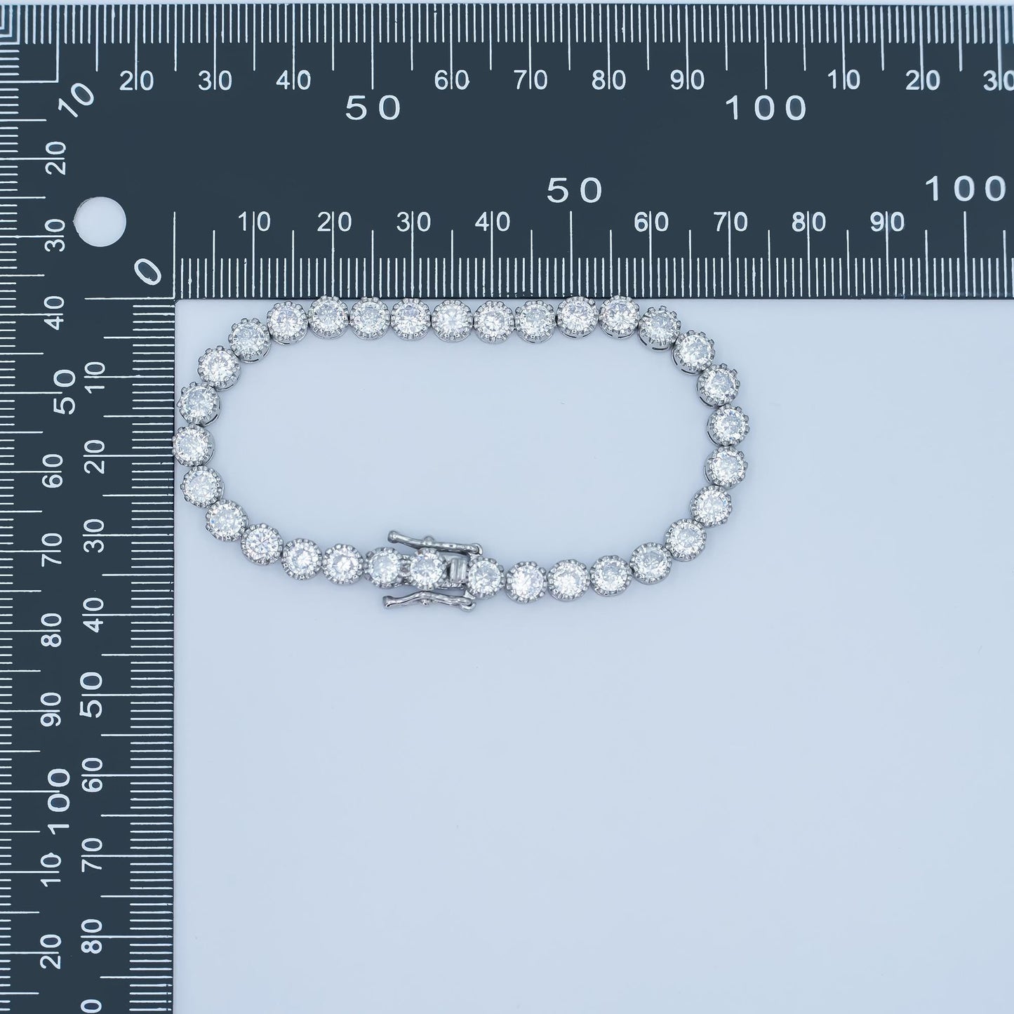 24K Gold Filled Round Tennis Chain Bracelet Clear Crystal Zirconia CZ Tennis Chain 6.88 inch WA-3053