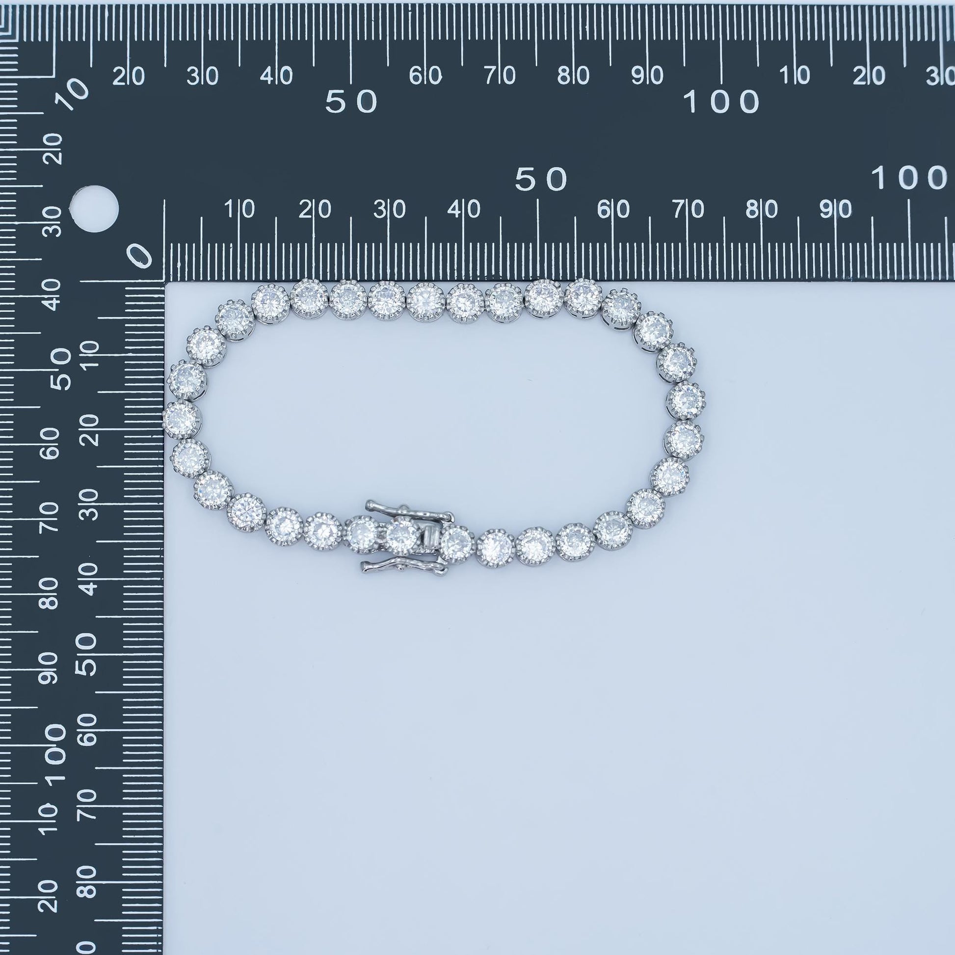 24K Gold Filled Round Tennis Chain Bracelet Clear Crystal Zirconia CZ Tennis Chain 6.88 inch WA-3053