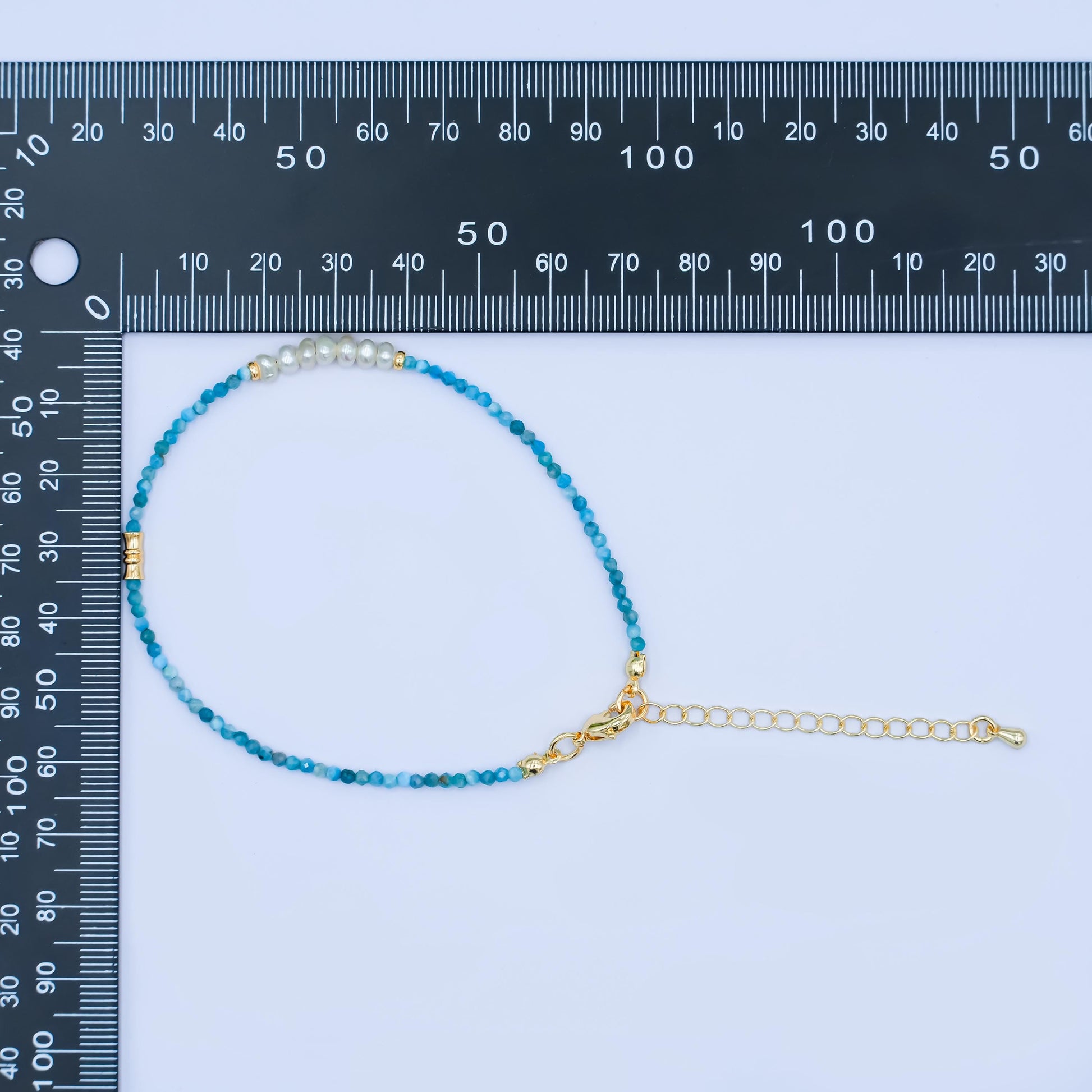 Handcrafted Blue Sky Beaded Bracelet for Summer Jewelry Handmade Gift Idea 7.8 inch Long WA2880