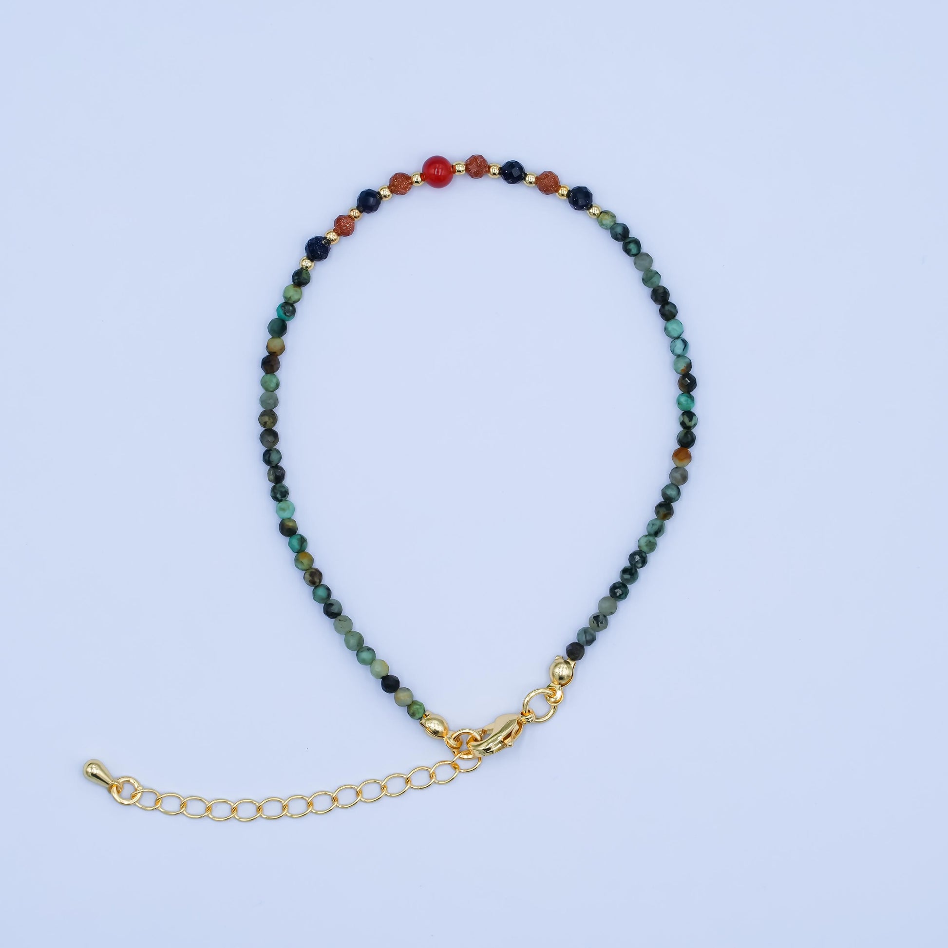 Handcrafted Green Moss Agate Beaded Bracelet for Summer Jewelry Handmade Gift Idea 7.8 inch Long WA2882