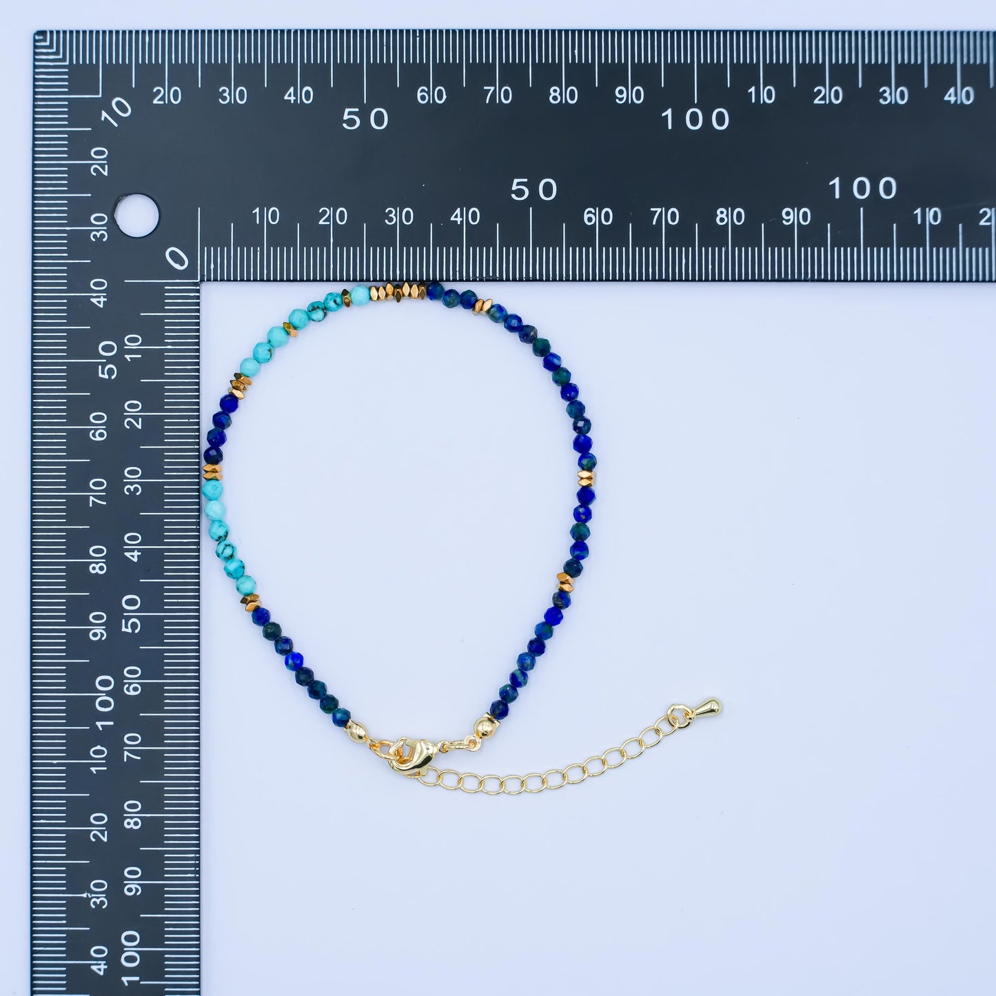 Handcrafted Dark Blue Glass Beaded Bracelet for Summer Jewelry Handmade Gift Idea 7.8 inch Long WA284