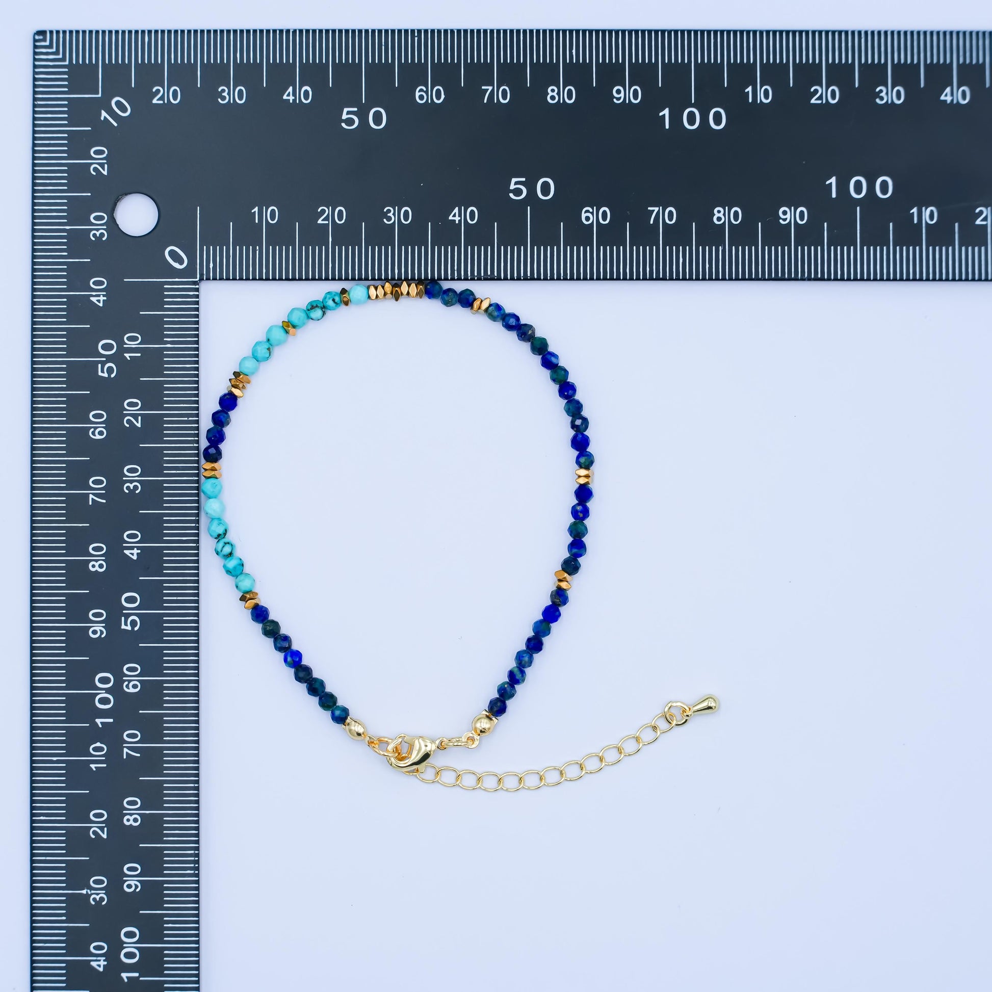 Handcrafted Dark Blue Glass Beaded Bracelet for Summer Jewelry Handmade Gift Idea 7.8 inch Long WA284