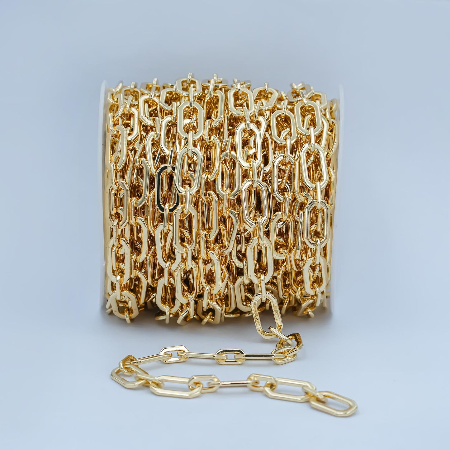 Chunky 24k gold filled 9mm paperclip chain hexagonal bold statement unfinished chain for jewelry making | roll-1345