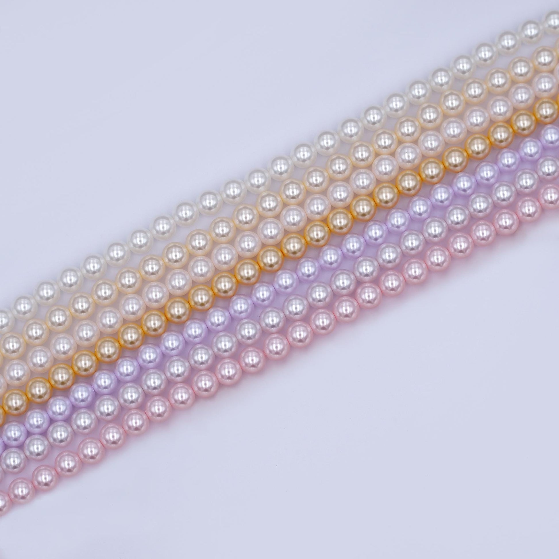 6mm Round Shell Pearl Bead Strand High Luster Synthetic Pearls for Jewelry Making, Necklace & Bracelet Craft Supplies Colorful Beads WA2995