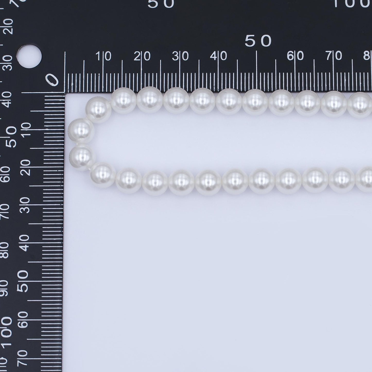 7mm Round Shell Pearl Bead Strand High Luster Synthetic Pearls for Jewelry Making, Necklace & Bracelet Craft Supplies Colorful Beads WA2990