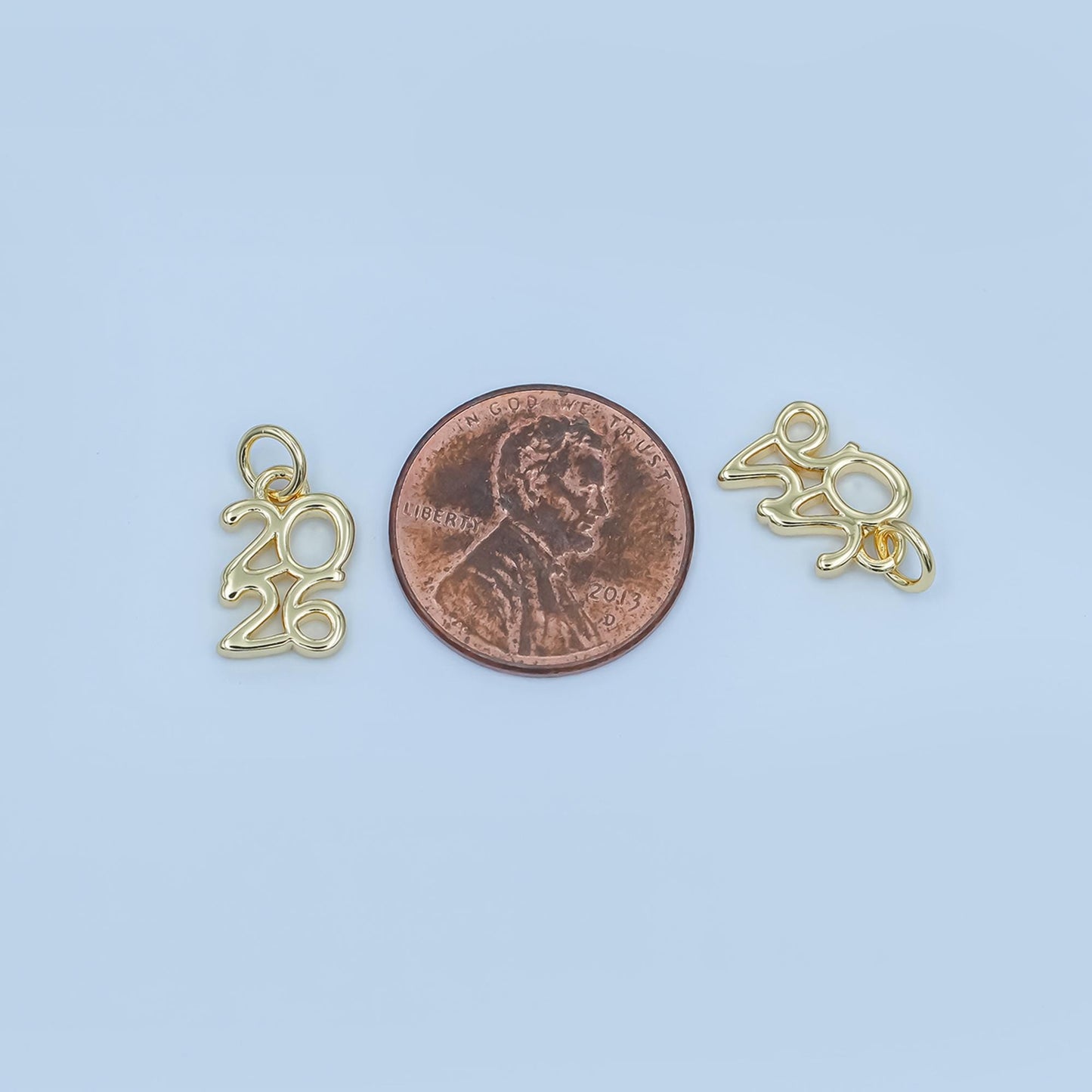 Dainty gold filled 2026 year letter charms pendant diy jewelry making charm for new years eve gift jewelry graduation hat ornament