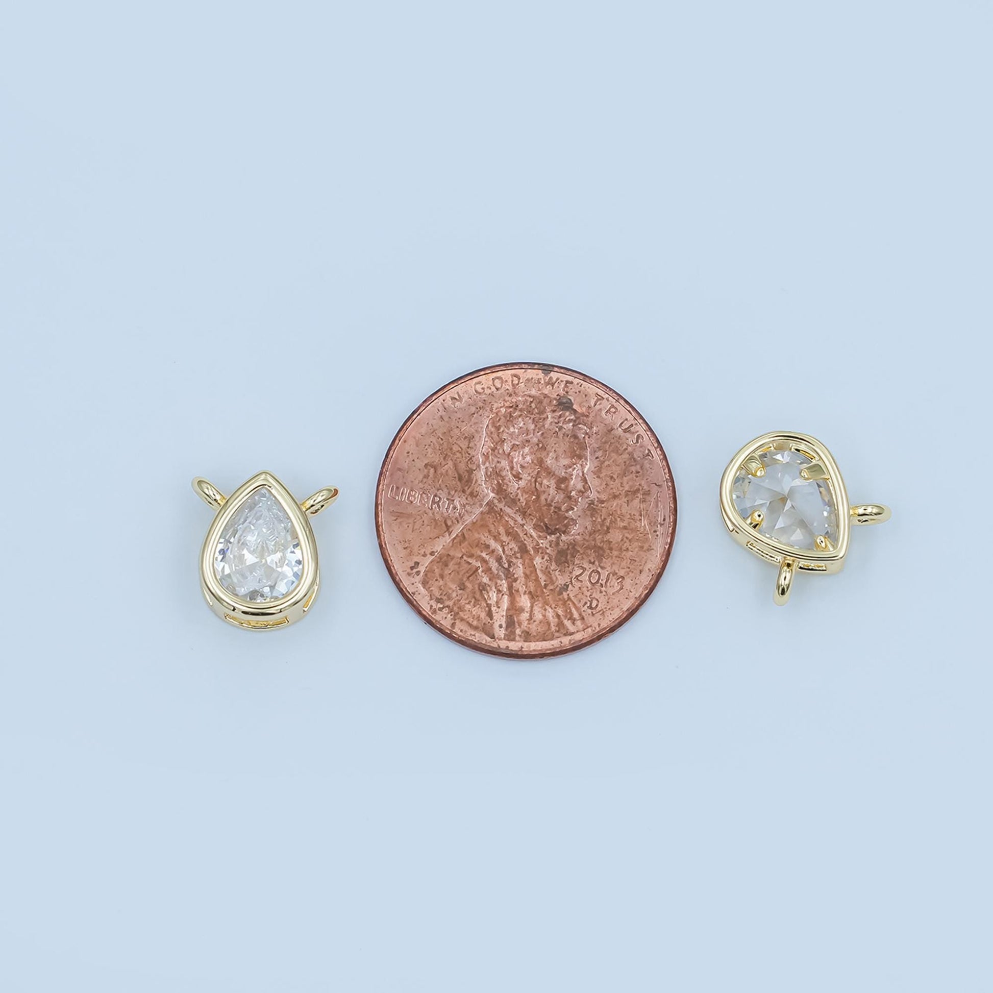 Mini gold tear drop centerpiece charm Bezel Cut teardrop Charm Connector for necklace bracelet component Y-013