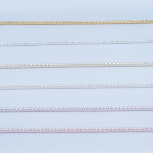 3mm Round Shell Pearl Bead Strand High Luster Synthetic Pearls for Jewelry Making, Necklace & Bracelet Craft Supplies Colorful Beads WA2986