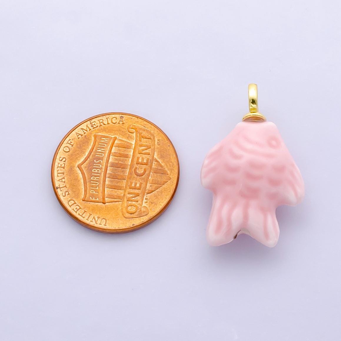 Dainty Fish ceramic charm handmade Pink Cute Fish Shell ceramic porcelain Beach charm for necklace bracelet jewelry making supply N-082