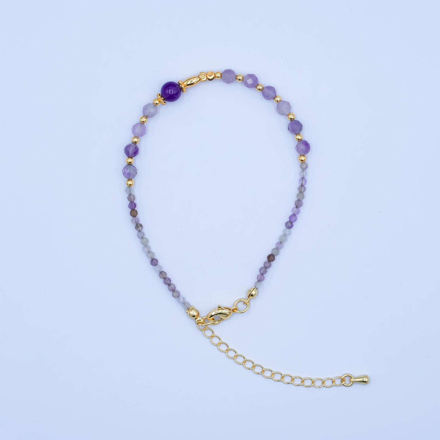 Handcrafted Mix Gemstone Beaded Minimalist Small Glass Beads Bracelet / Anklet 7.7 inch + 2 inch Waterproof Layer Summer Jewelry WA2892