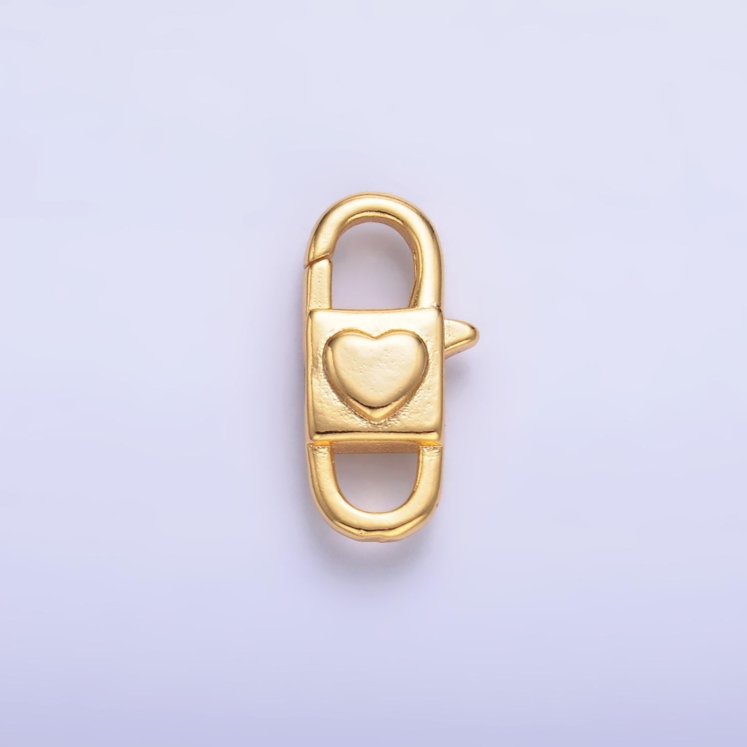 14k gold fileld small rectangular lobster clasp - unique square with Heart Design style for end clasp necklace bracelet component Z-1081