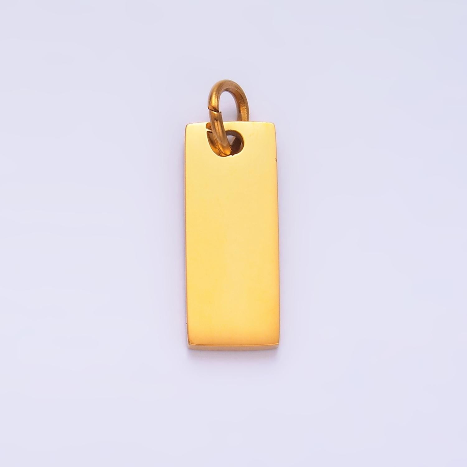 Mini PVD Gold Stainless Steel Mini Tag Charm Rectangle Jewelry Making Supply Tarnish Free | P-768