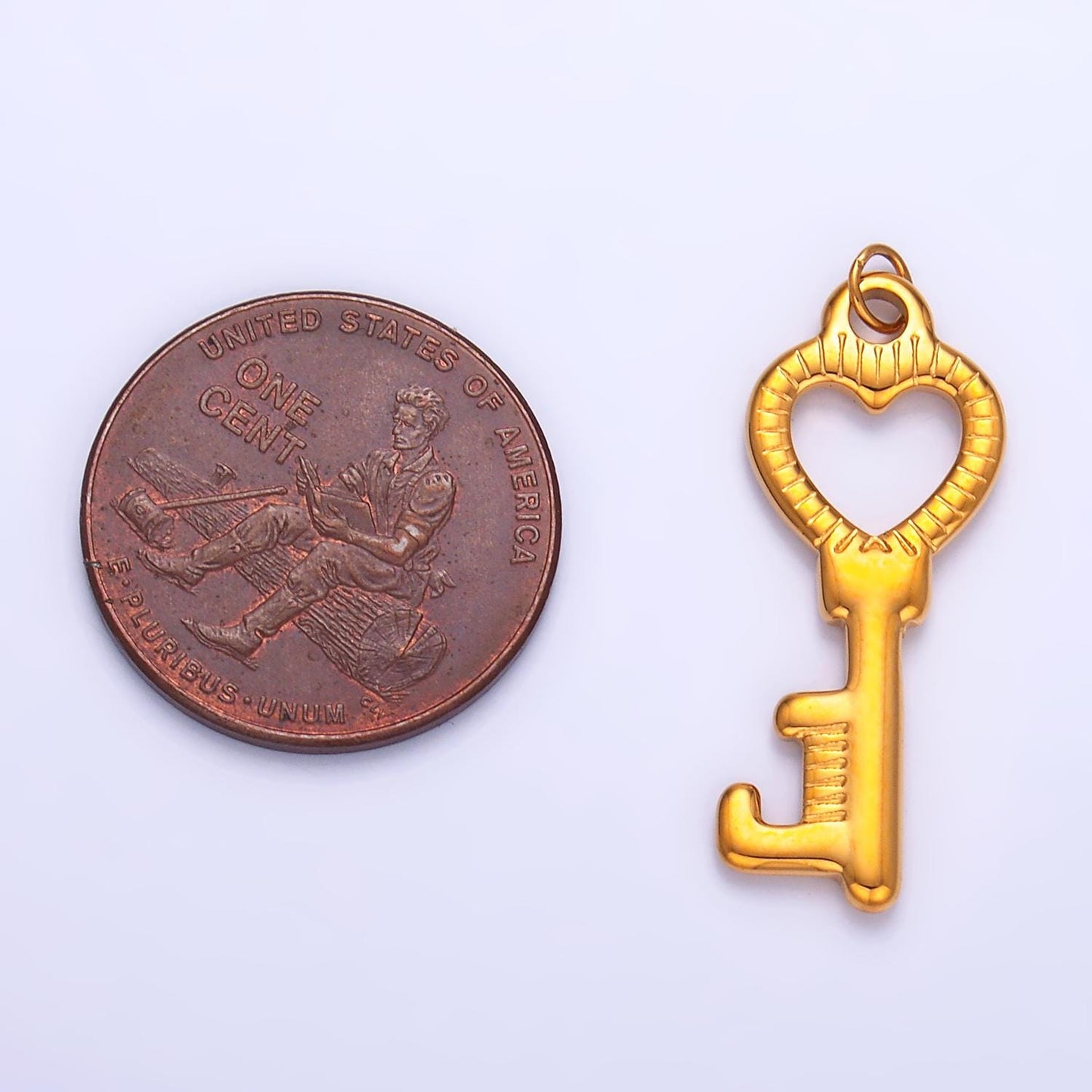 Mini PVD Gold Stainless Steel Key Charm Lock Jewelry Making Supply Tarnish Free | P-789