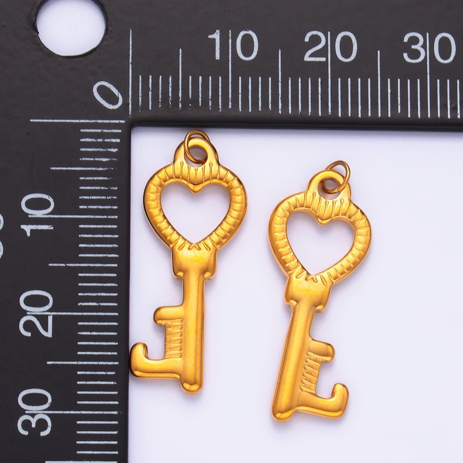 Mini PVD Gold Stainless Steel Key Charm Lock Jewelry Making Supply Tarnish Free | P-789