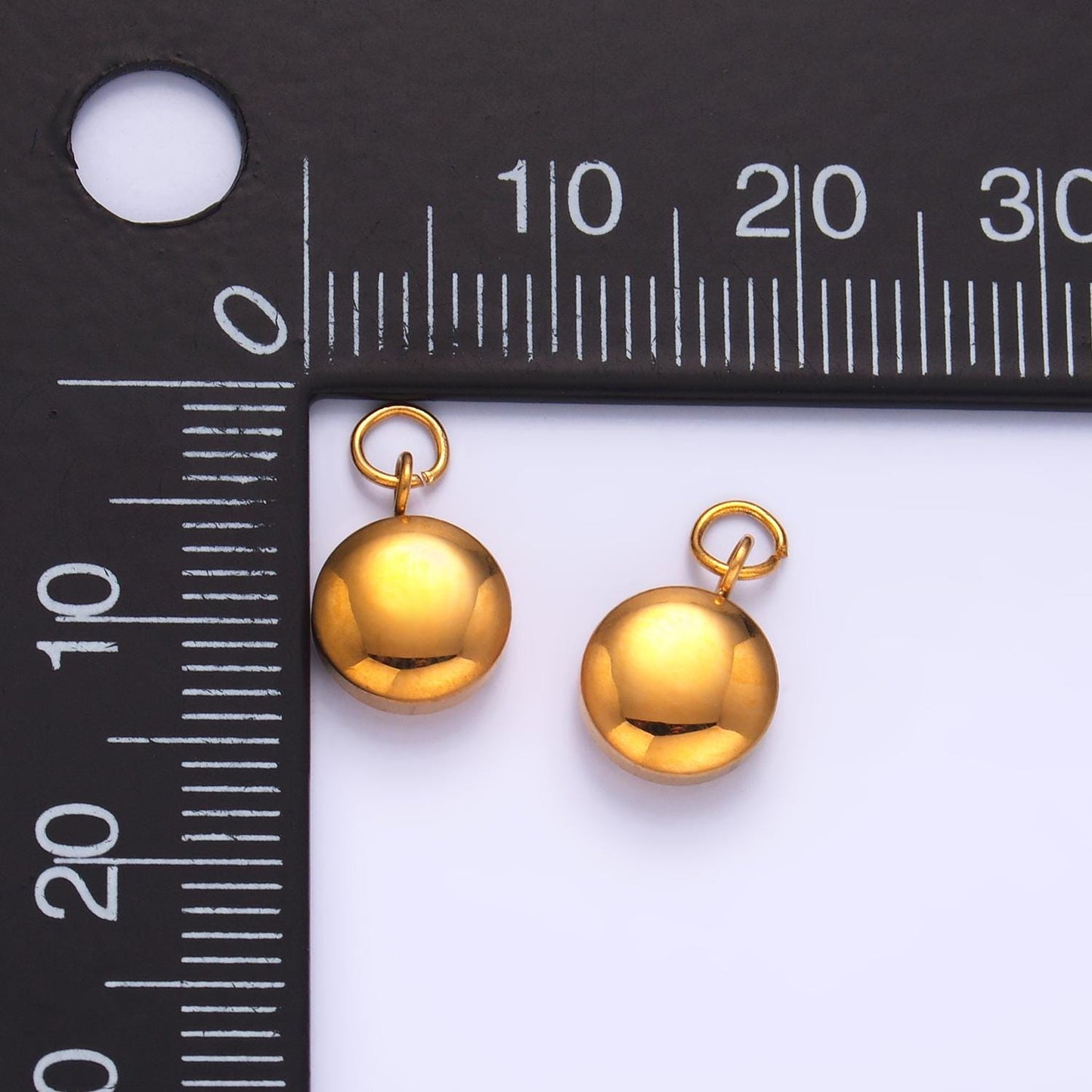 Mini PVD Gold Stainless Steel Button Ball Charm Geometric Jewelry Making Supply Tarnish Free | P-756