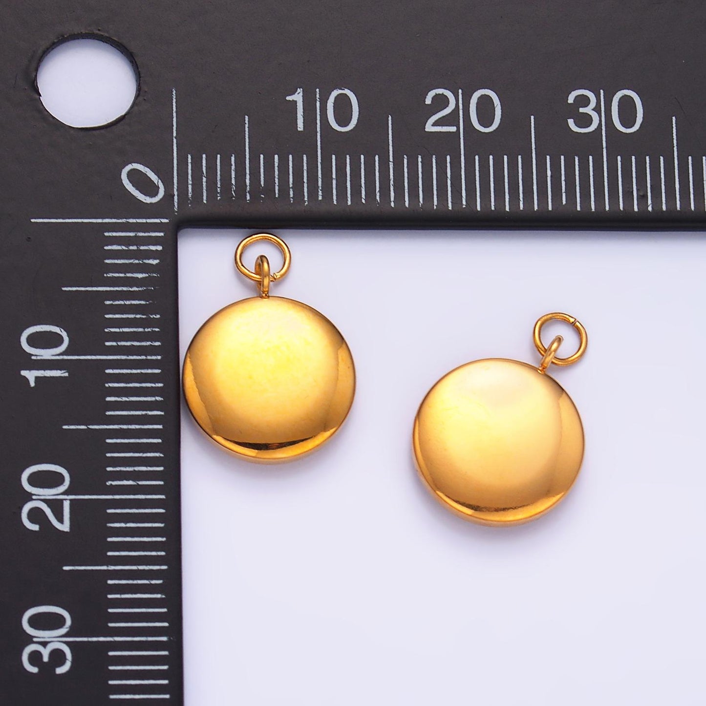 Mini PVD Gold Stainless Steel Mini Tag Charm Round Jewelry Making Supply Tarnish Free | P-758