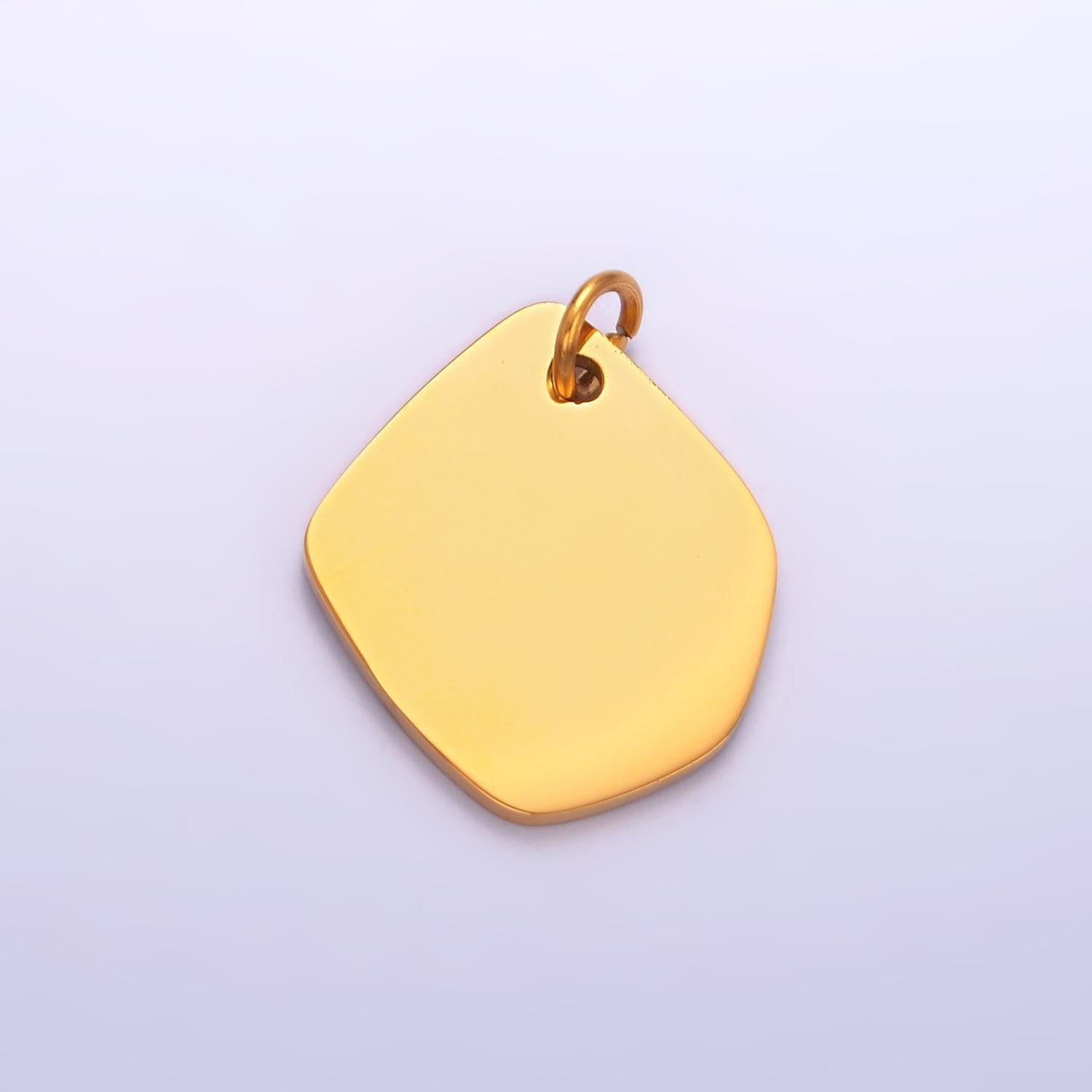 Mini PVD Gold Stainless Steel Mini Tag Charm Abstract Geometric Jewelry Making Supply Tarnish Free | P-784