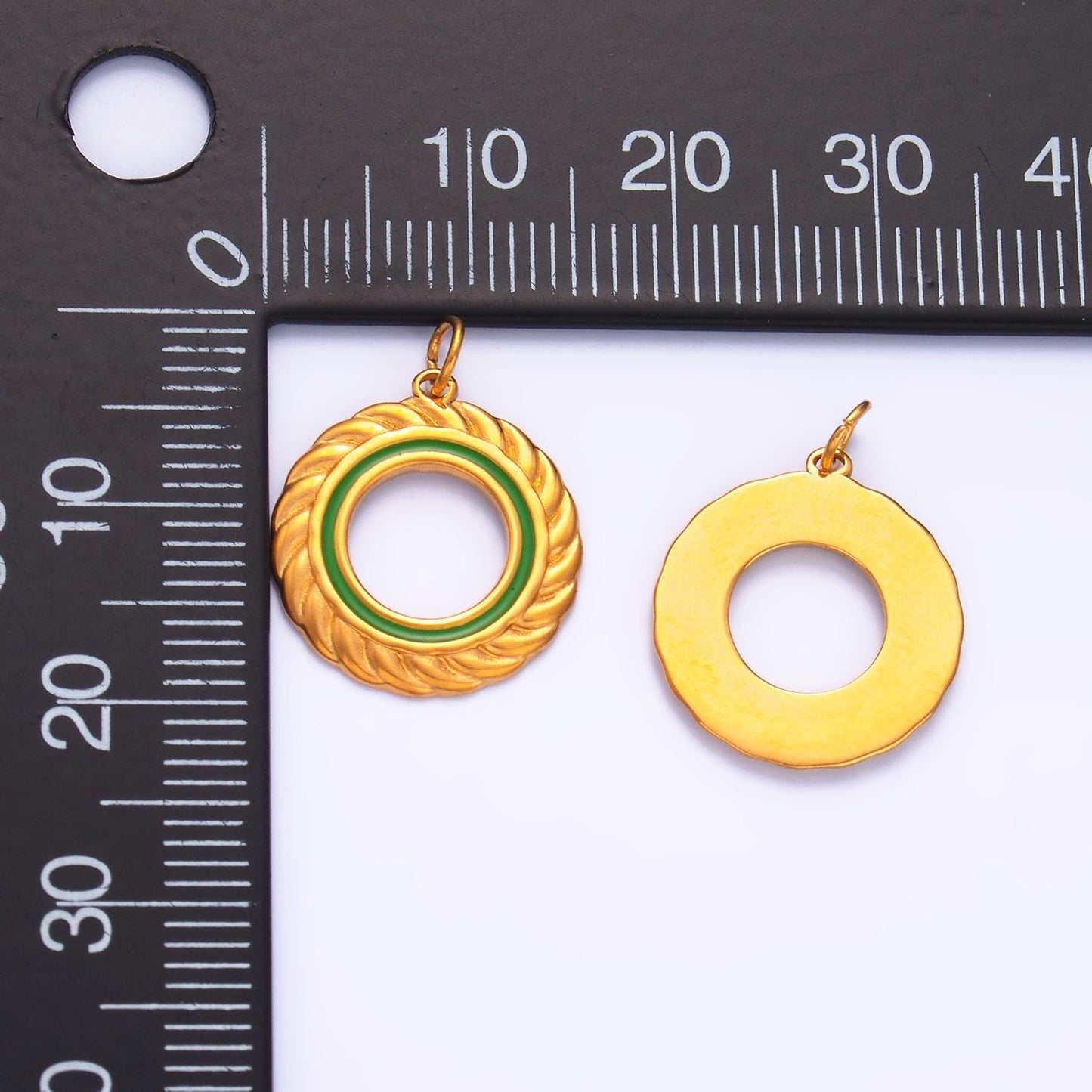 Stainless Steel 15mm Medallion Sun Ray Sunburst Celestial Mini Gold Charm with Enamel | P-736