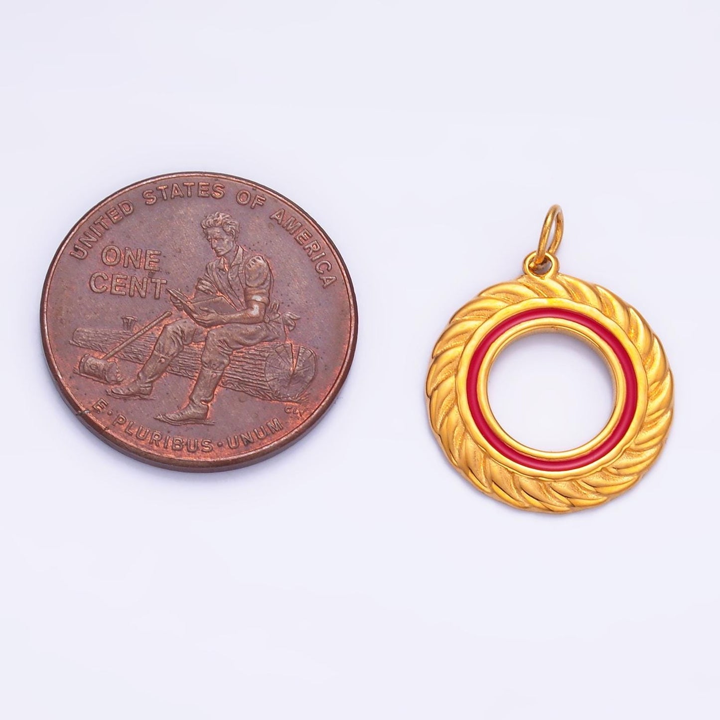 Stainless Steel 15mm Medallion Sun Ray Sunburst Celestial Mini Gold Charm with Enamel | P-736