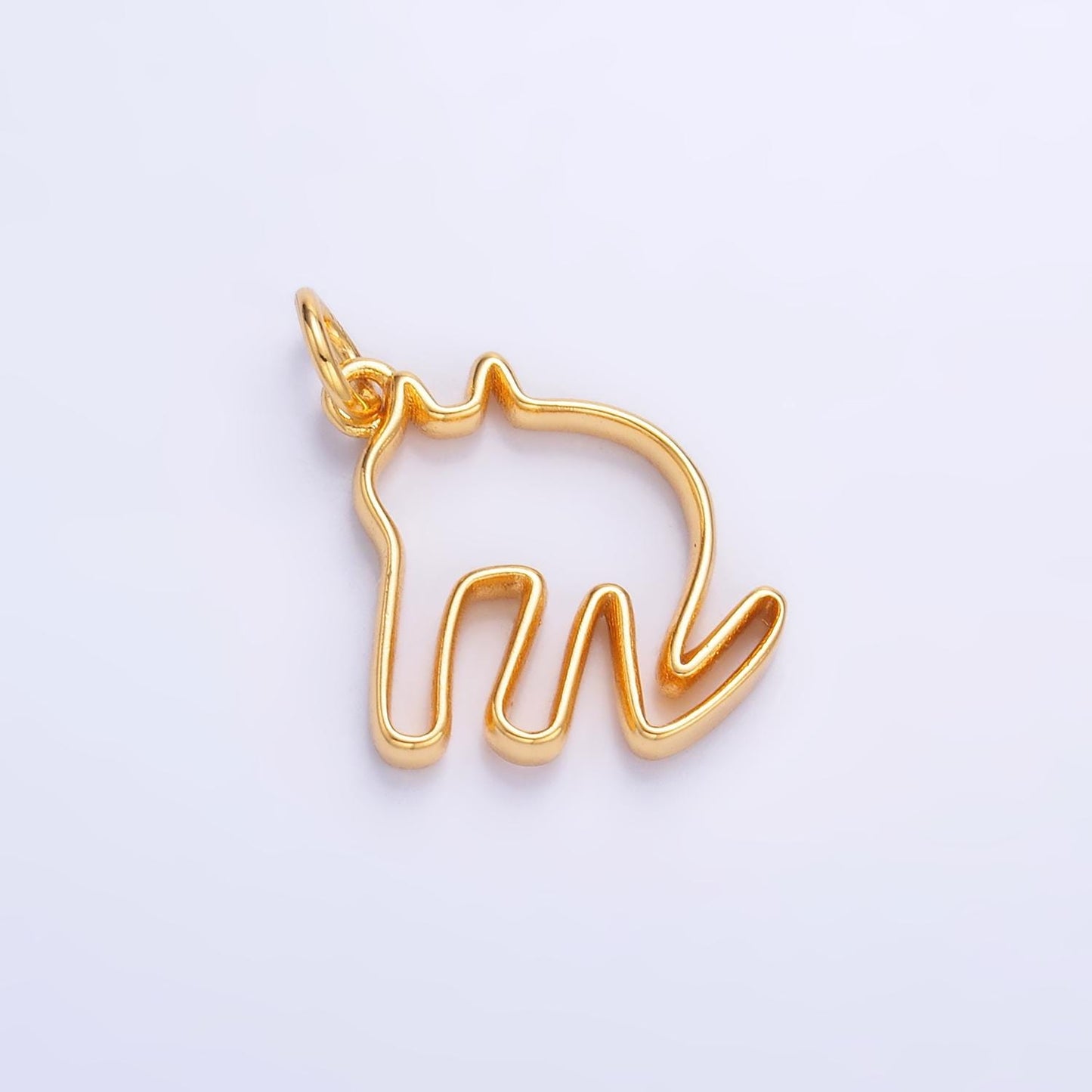 24K Gold Filled Cute Scared Cat Pet Silhouette Outline Charm in Gold & Silver | M-622