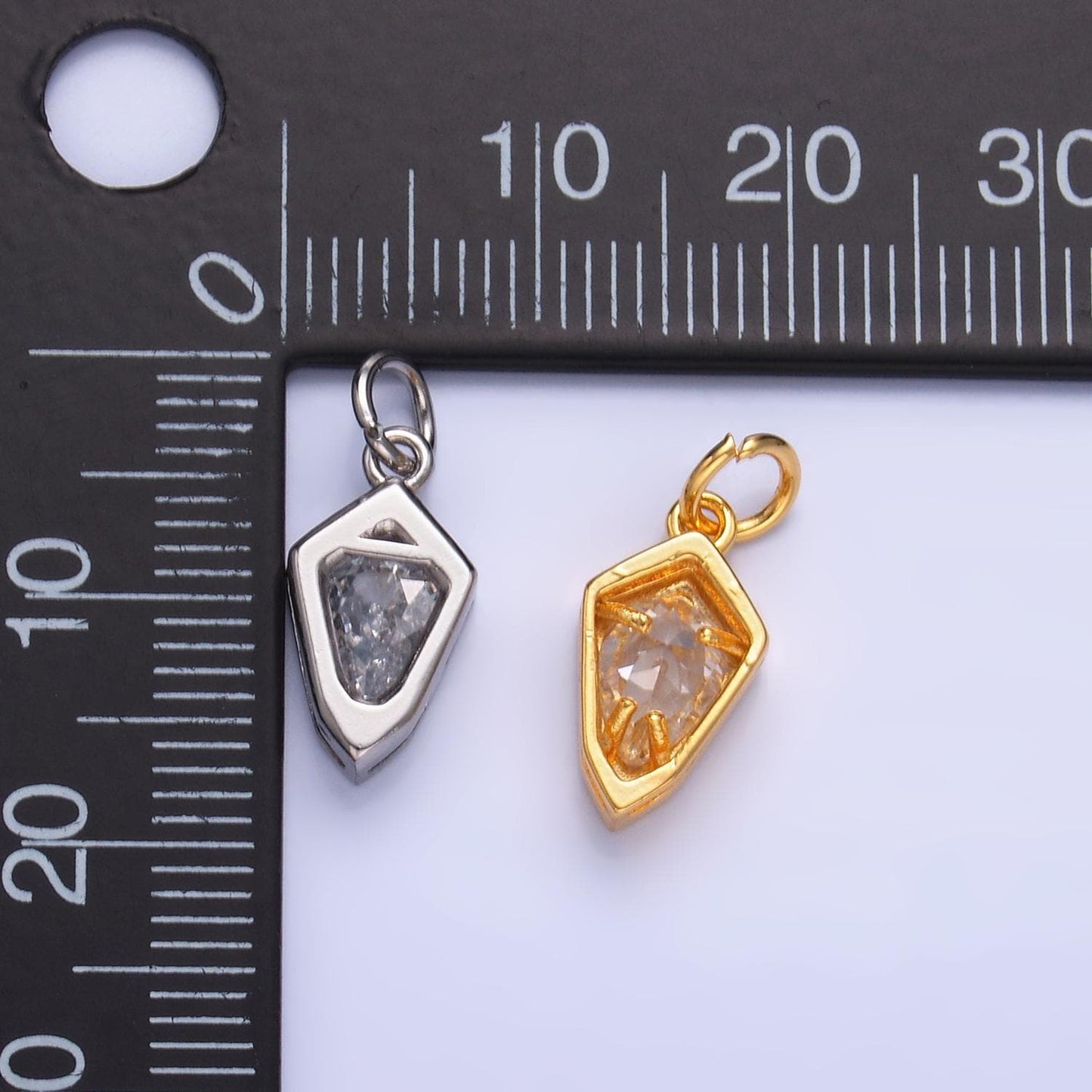 Dainty Pendulum charm gold Spike Jewelry making with clear CZ Stone Jewelry component M-623