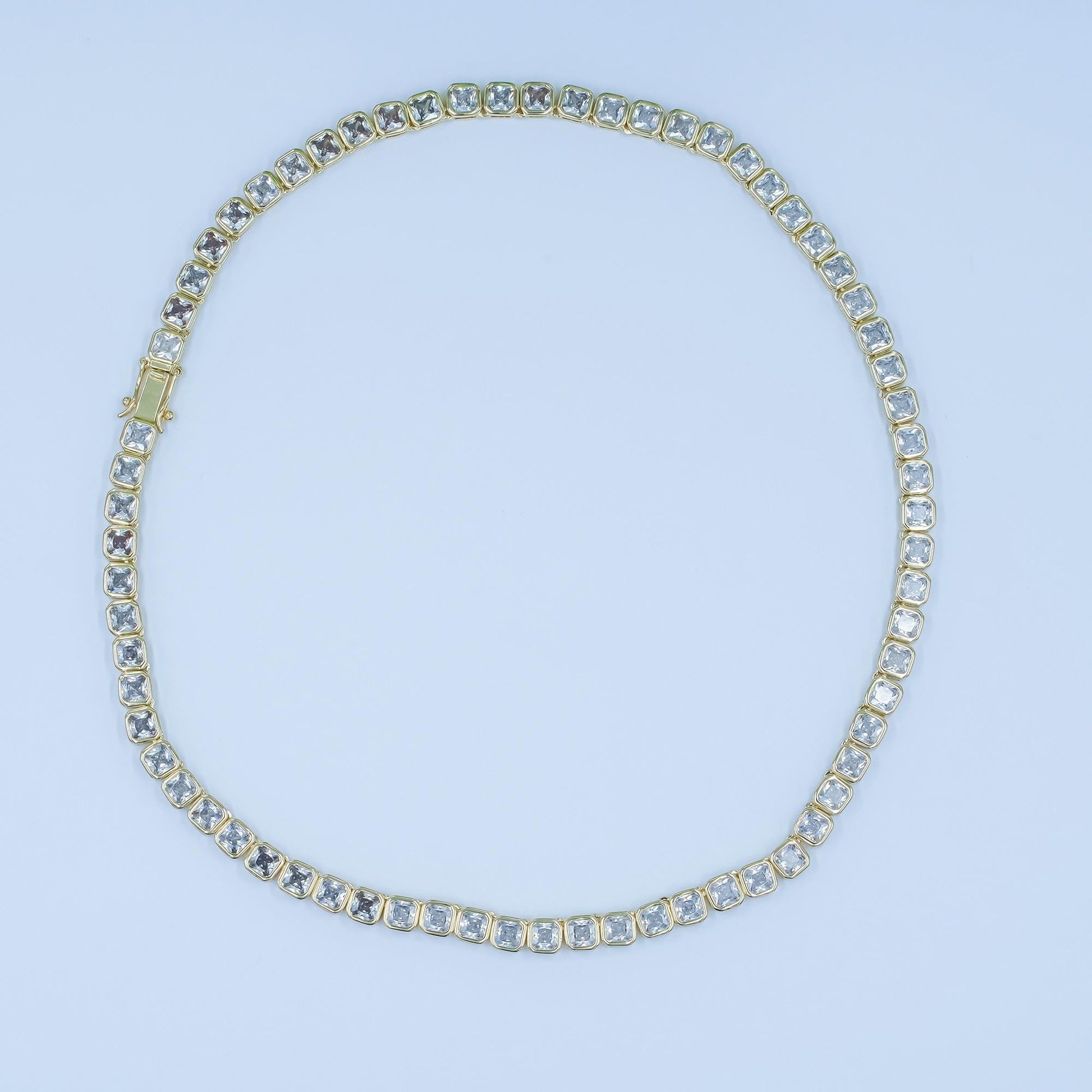 24K Gold Filled tennis choker necklace CZ diamond tennis necklace Clear cubic zirconia stones 16 inch Long | WA-2753