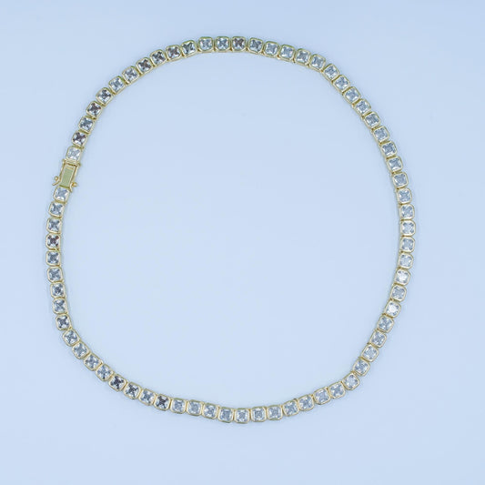 24K Gold Filled tennis choker necklace CZ diamond tennis necklace Clear cubic zirconia stones 16 inch Long | WA-2753