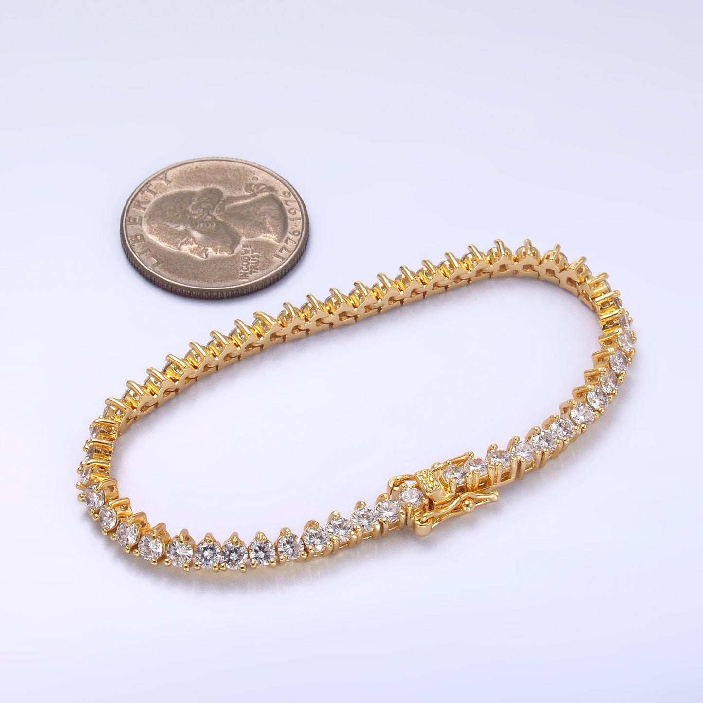 Dainty Round CZ Tennis Bracelet, Gold Tennis Bracelet, Cubic Zirconia Tennis Bracelet 7 inch wa-3034