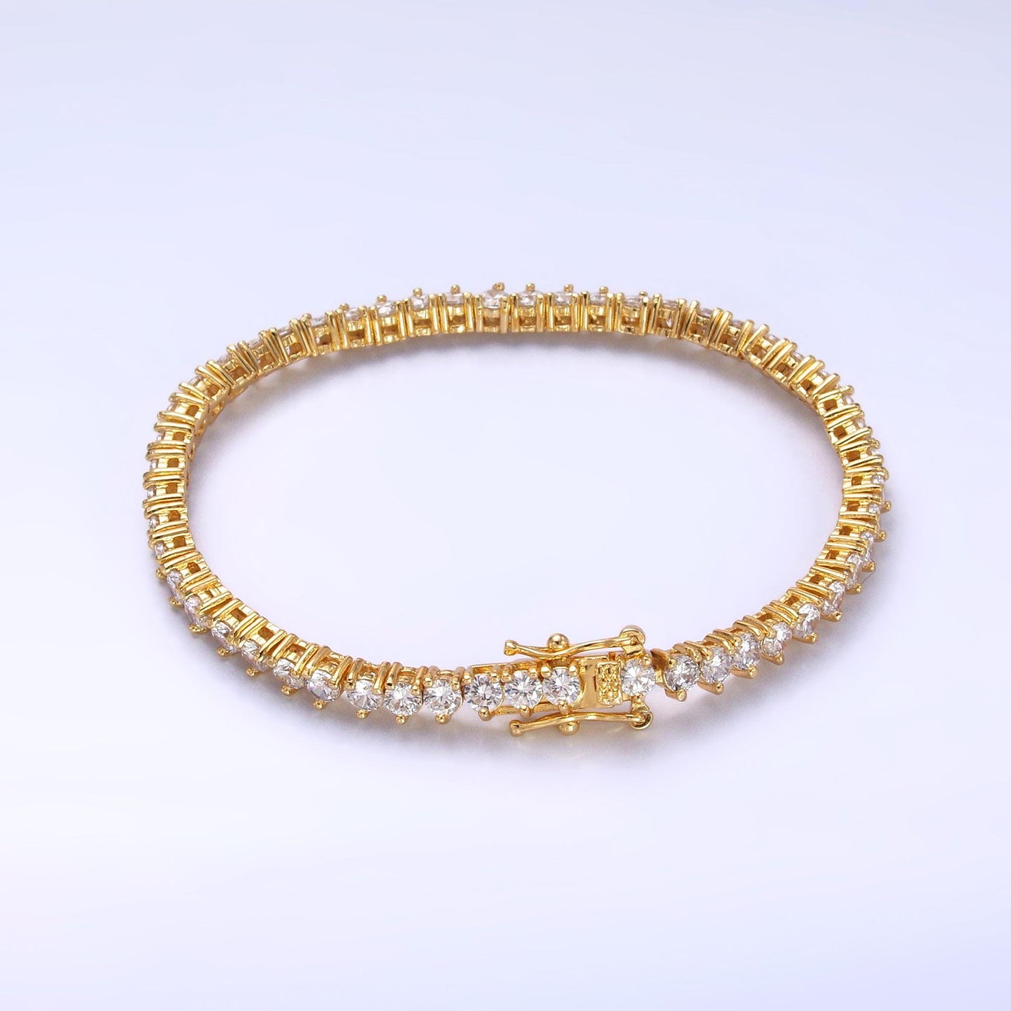 Dainty Round CZ Tennis Bracelet, Gold Tennis Bracelet, Cubic Zirconia Tennis Bracelet 7 inch wa-3034