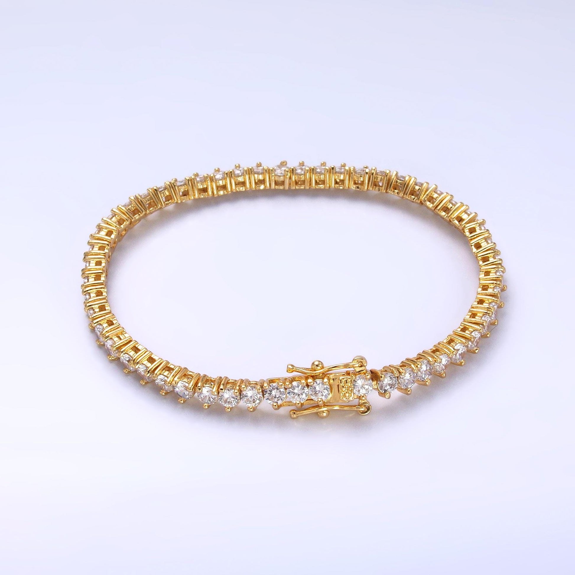 Dainty Round CZ Tennis Bracelet, Gold Tennis Bracelet, Cubic Zirconia Tennis Bracelet 7 inch wa-3034