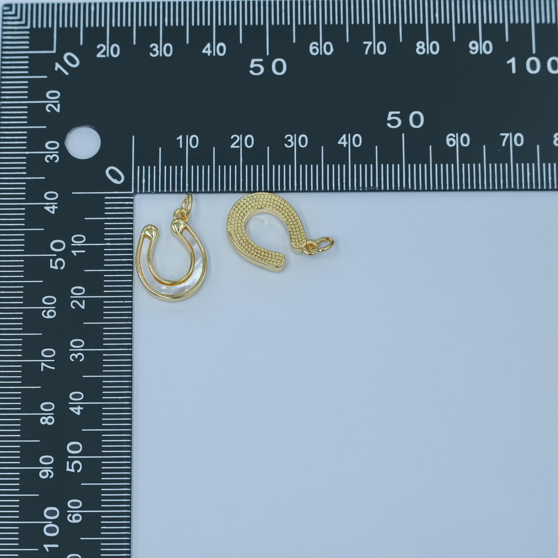 24k Gold Filled Shell Pearl horseshoe charm Gold Lucky Charm | N-077
