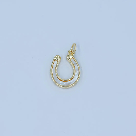 24k Gold Filled Shell Pearl horseshoe charm Gold Lucky Charm | N-077