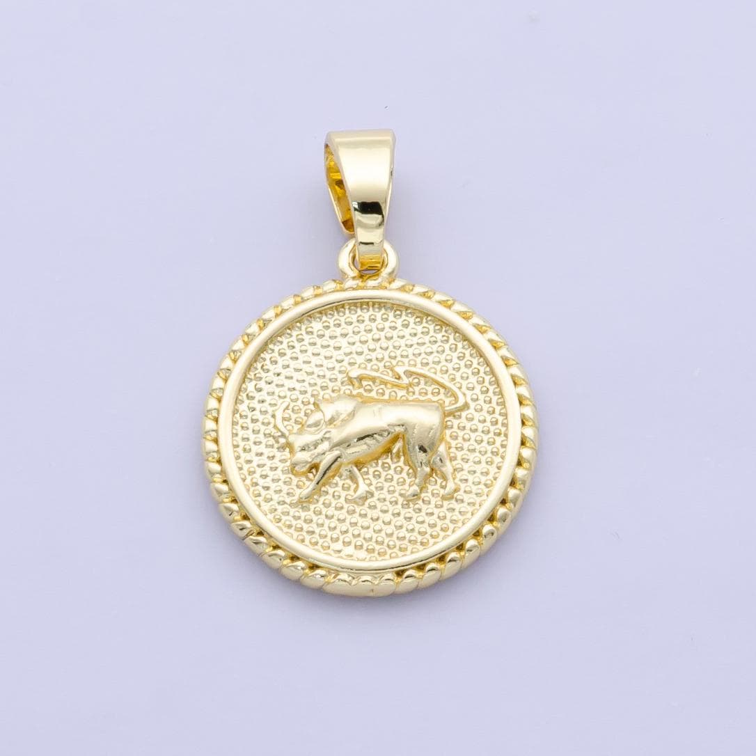Dainty 24k Gold Filled Chinese Zodiac Charm 12 animal round coin Medallion Pendant for Bracelet Necklace Component Oriental Asian | A1319